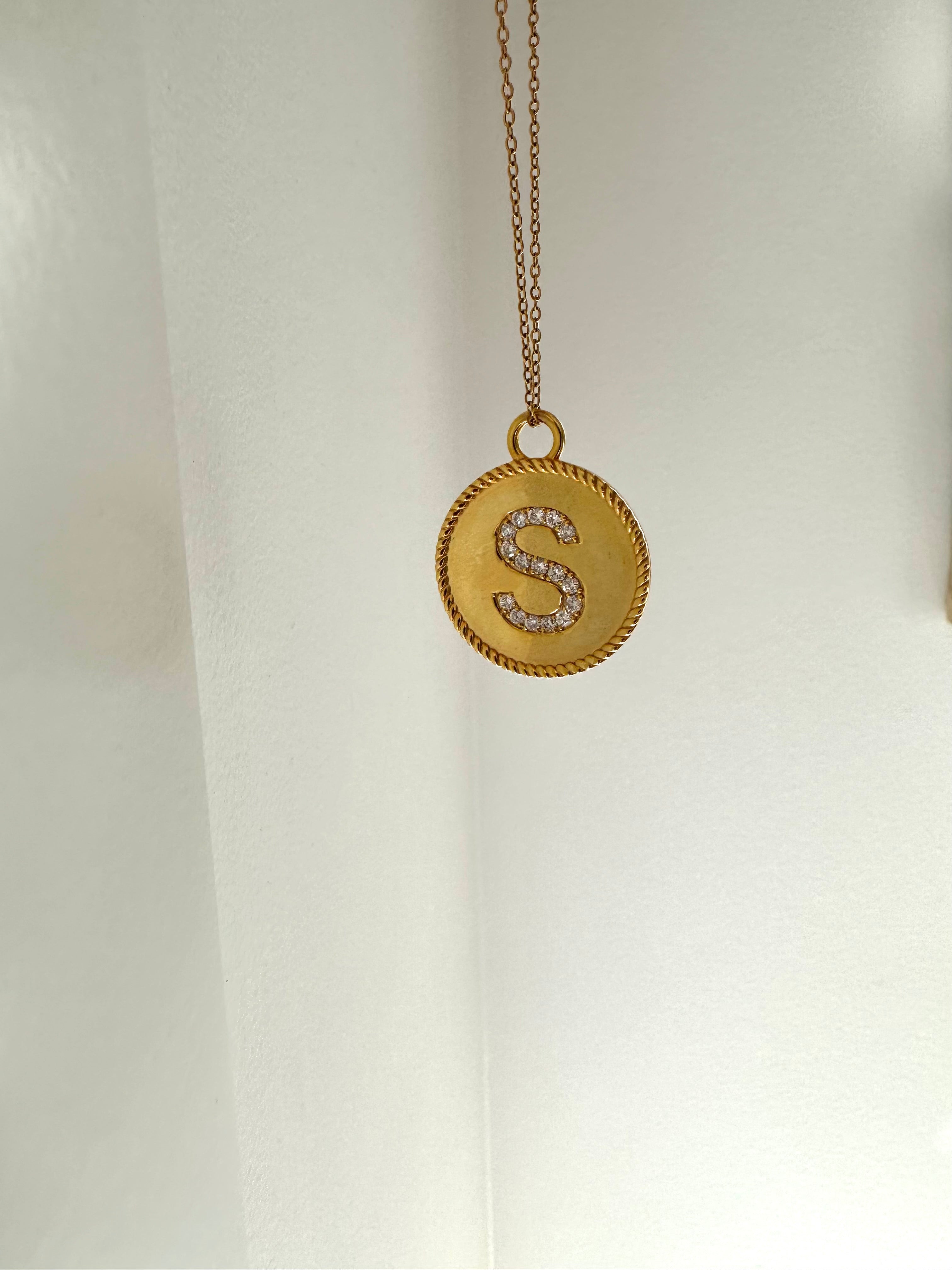Gold Coin Letter Pendant