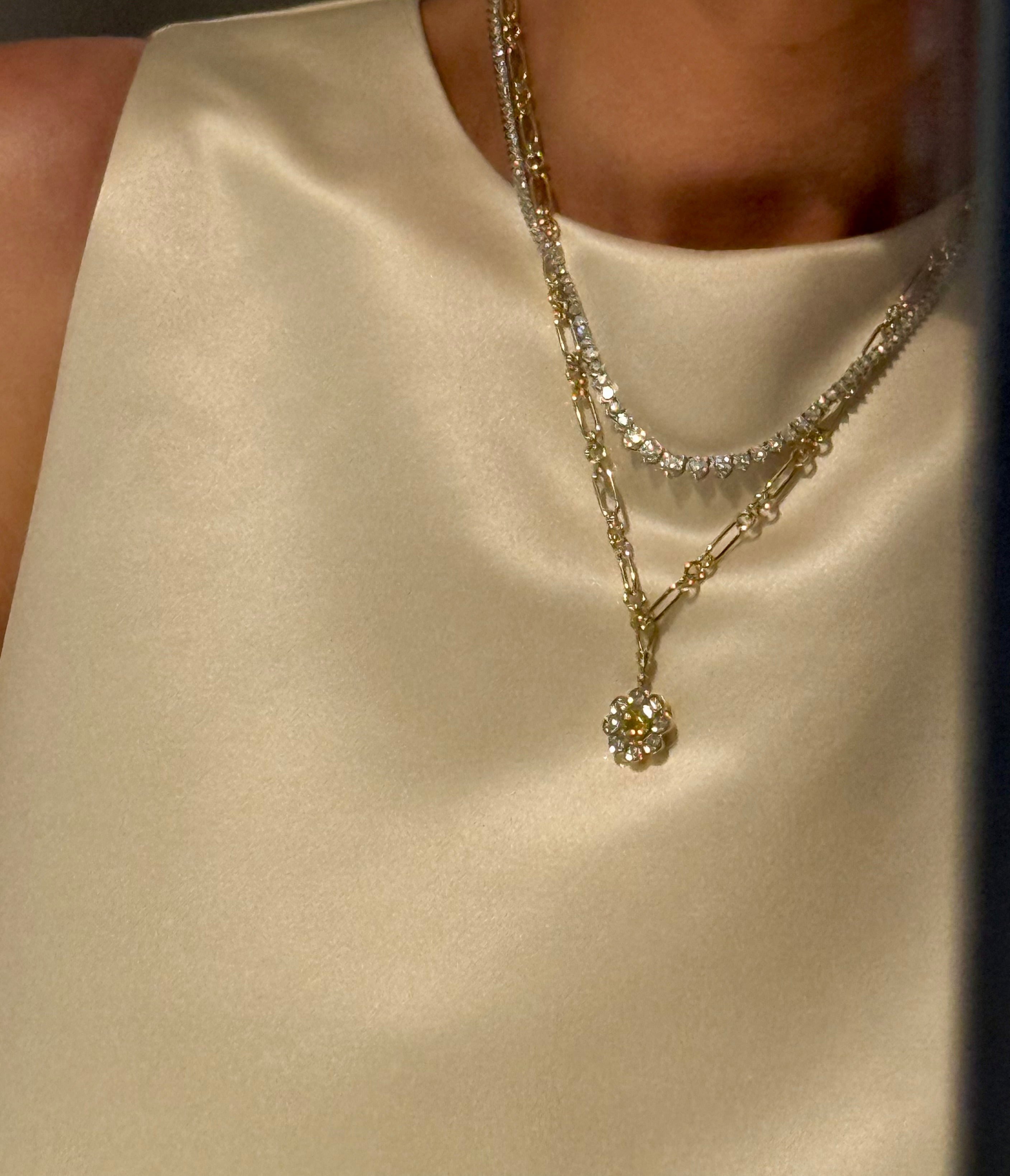 La Maison Fleur Yellow Sapphire and Diamond Pendant