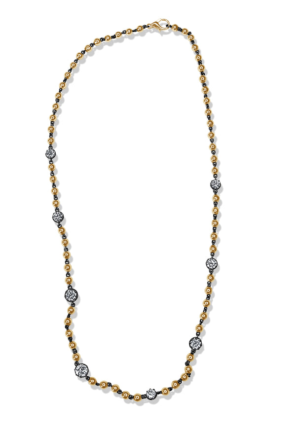 Gold Bead and Diamond Necklace