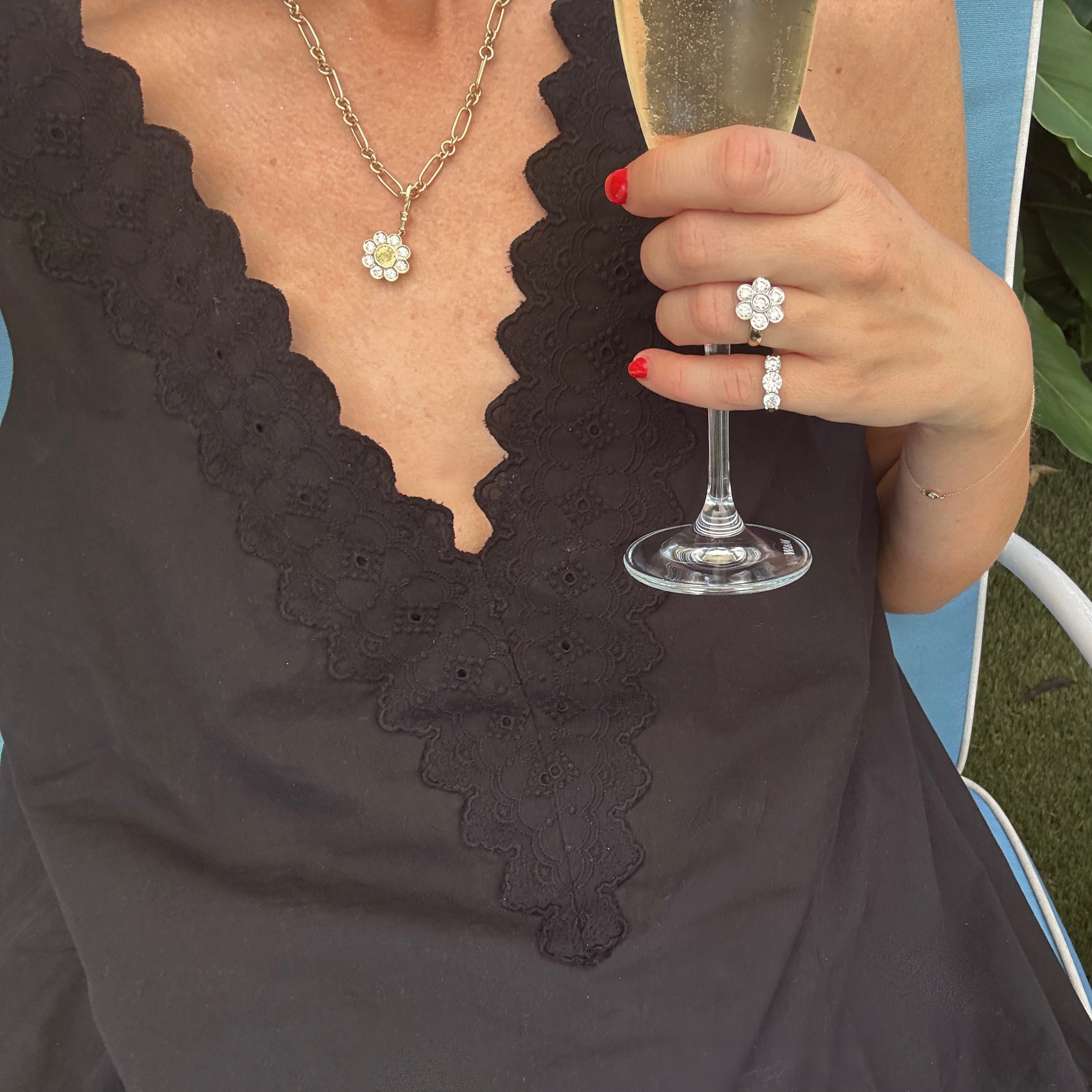 La Maison Fleur Yellow Sapphire and Diamond Pendant