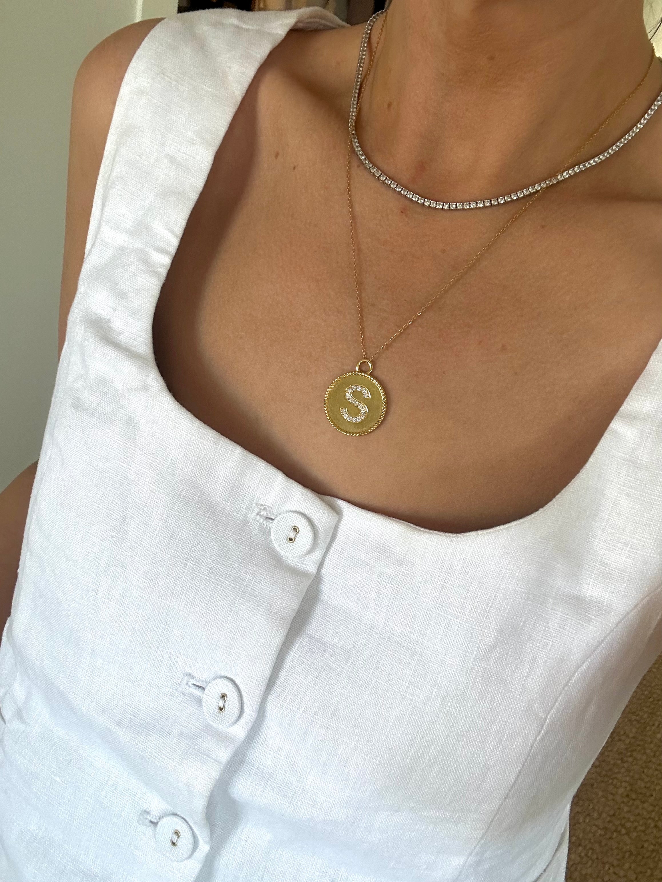 Gold Coin Letter Pendant