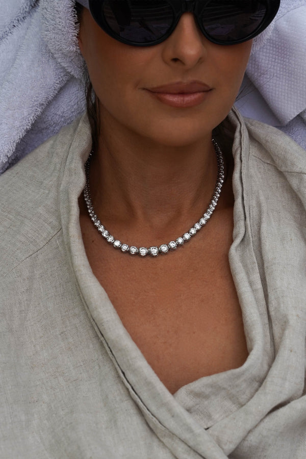 23 Carat Illusion Graduated Tennis Necklace